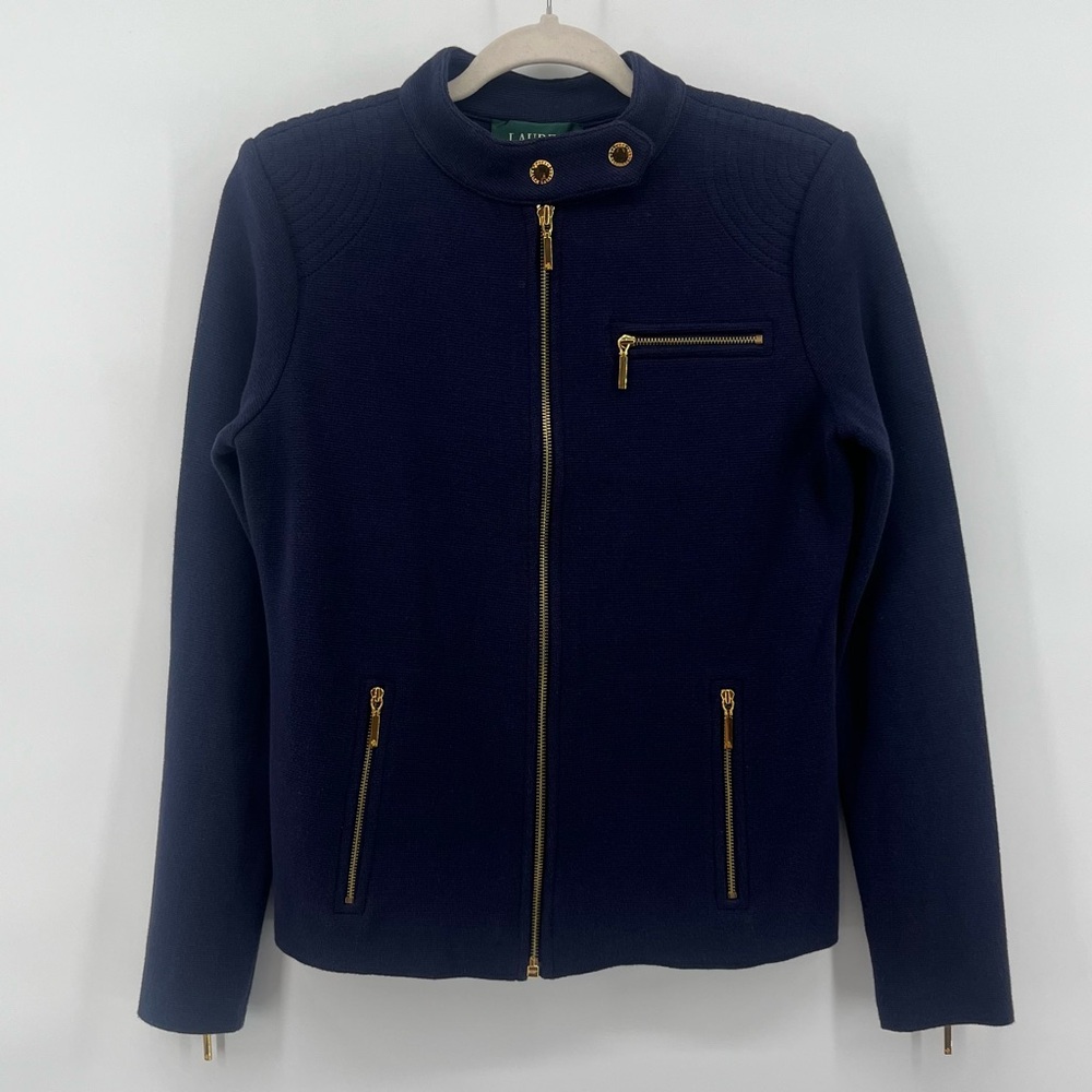 Lauren Ralph Lauren Navy Jacket 100% Cotton Women’s Size Small Preppy Classic